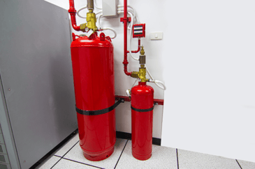 A FM-200 fire suppression system that is a clean agent solution designed to quickly and efficiently suppress fires in environments with sensitive equipment.